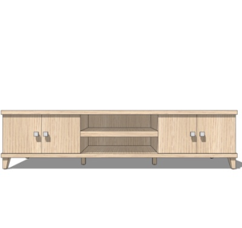 北欧原木电视柜su模型