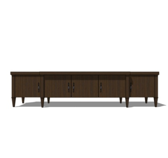 欧式实木电视柜su模型