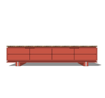 新中式实木电视柜su模型