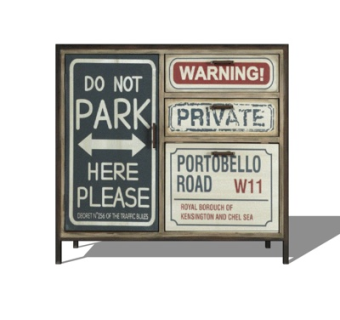 工业风实木边柜su模型