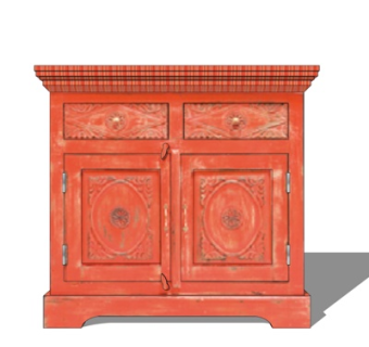 工业风实木边柜su模型