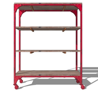 工业风实木装饰架su模型