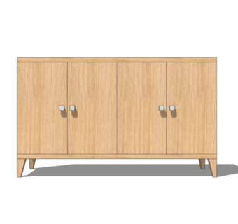 现代实木边柜su模型