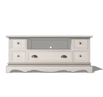 欧式实木电视柜su模型