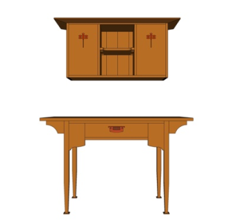 欧式实木书桌su模型