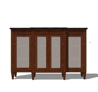 中式实木餐边柜su模型