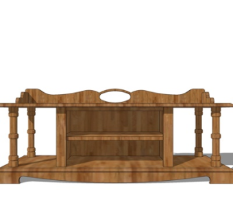 现代实木电视柜su模型