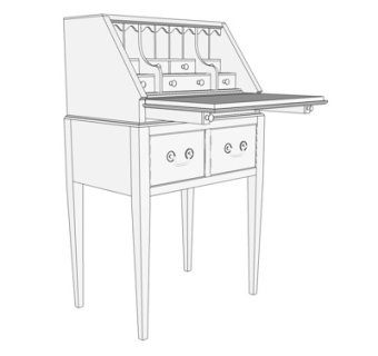 欧式实木书桌su模型