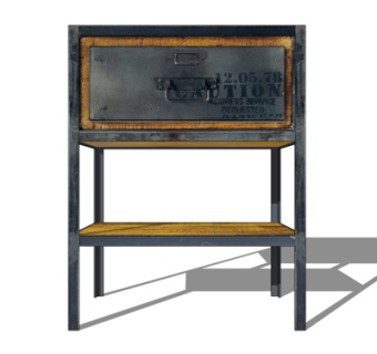 工业风实木边柜su模型