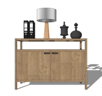 现代实木边柜su模型