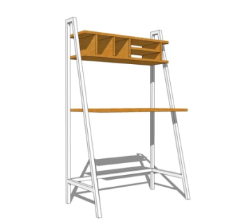 现代实木书桌su模型