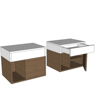 现代实木床头柜su模型