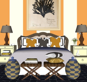 欧式布艺双人床su模型