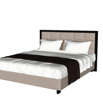 现代布艺双人床su模型