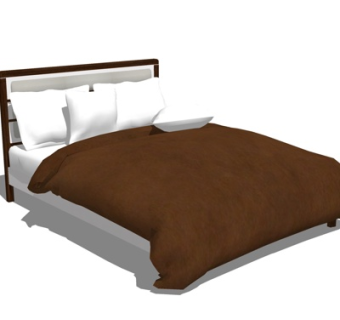 现代布艺双人床su模型