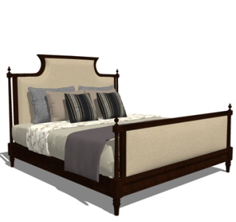 欧式布艺双人床su模型