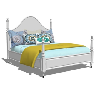 欧式布艺双人床su模型