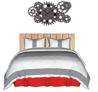 北欧布艺双人床su模型