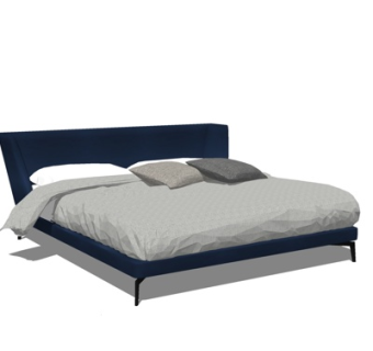 现代布艺双人床su模型