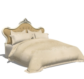 欧式布艺双人床su模型