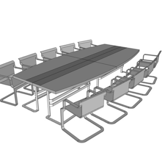 现代会议桌su模型