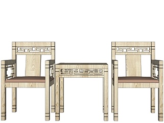 新中式<em>休闲</em>桌椅su模型