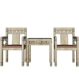 新中式休闲桌椅su模型