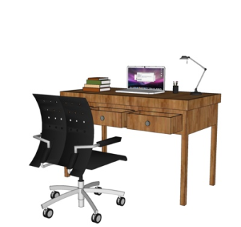 现代书桌su模型