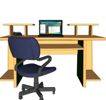 现代书桌su模型