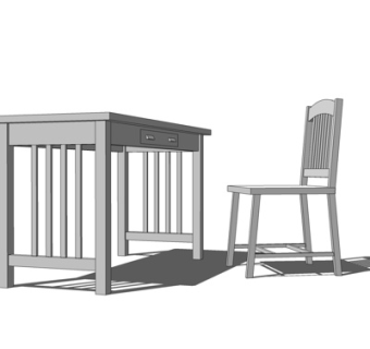 中式书桌su模型