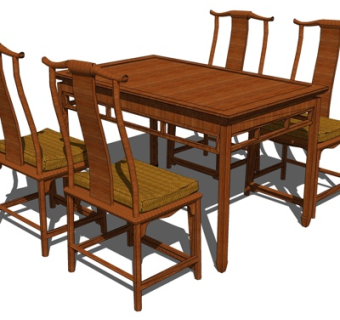 中式餐桌su模型