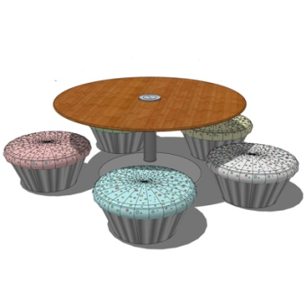 现代休闲桌椅su模型