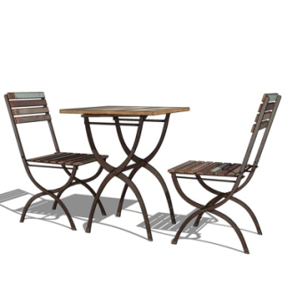 工业风休闲桌椅su模型