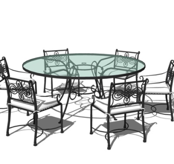 简欧餐桌su模型