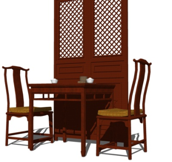 中式餐桌su模型