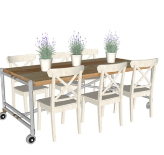 北欧餐桌su模型