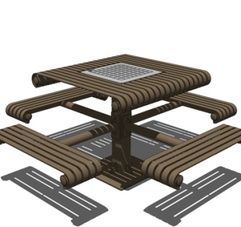 新中式休闲桌椅su模型