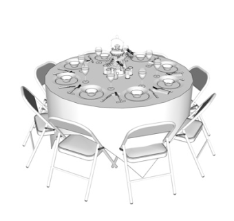 现代餐桌su模型