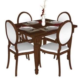 中式餐桌su模型