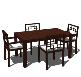 新中式餐桌su模型