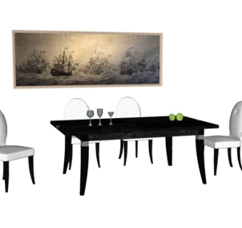 现代餐桌椅su模型