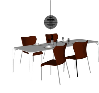现代餐桌椅su模型