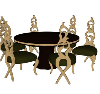 简欧餐桌椅su模型