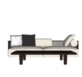 新中式双人沙发su模型