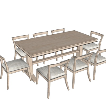 新中式餐桌椅su模型