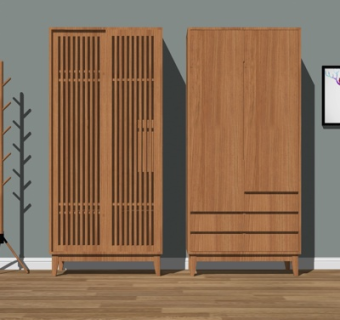 新中式衣柜su模型