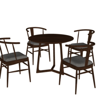 新中式休闲桌椅su模型