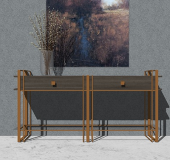 新中式端景柜su模型