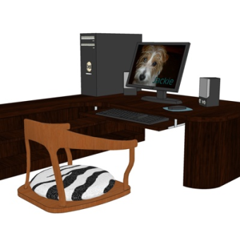 现代书桌su模型