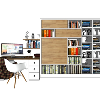 现代书桌su模型